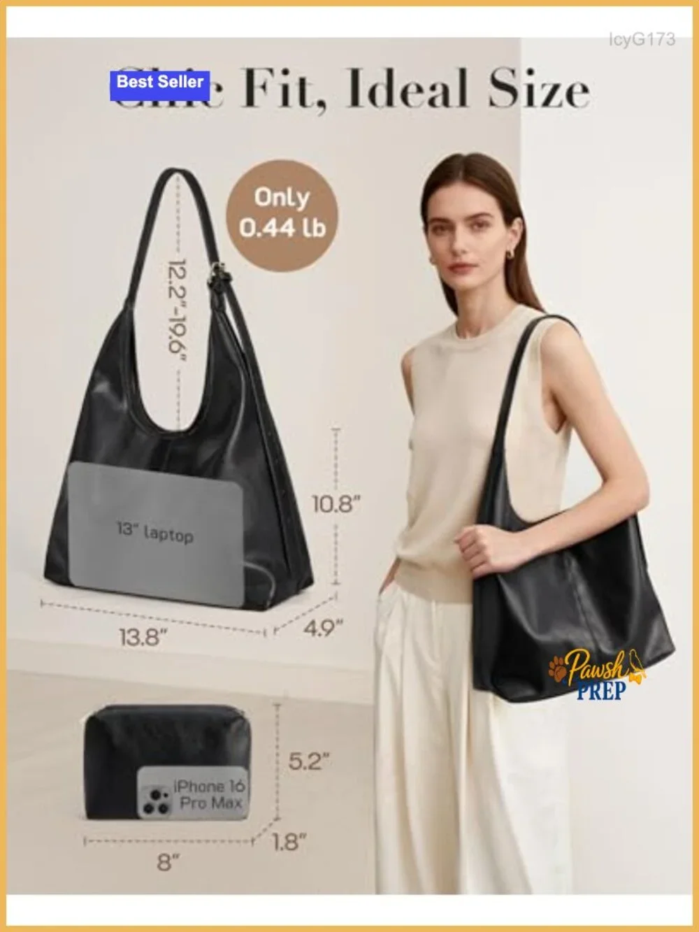 Vegan Leather Hobo Bag Soft Shoulder Tote Crossbody Purse with Pouch